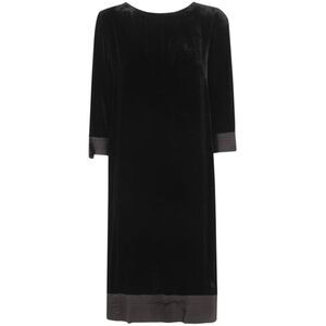 BIANCO LEVRIN Women's Velvet Dress with Contrast Trim Women BLACK Dresses